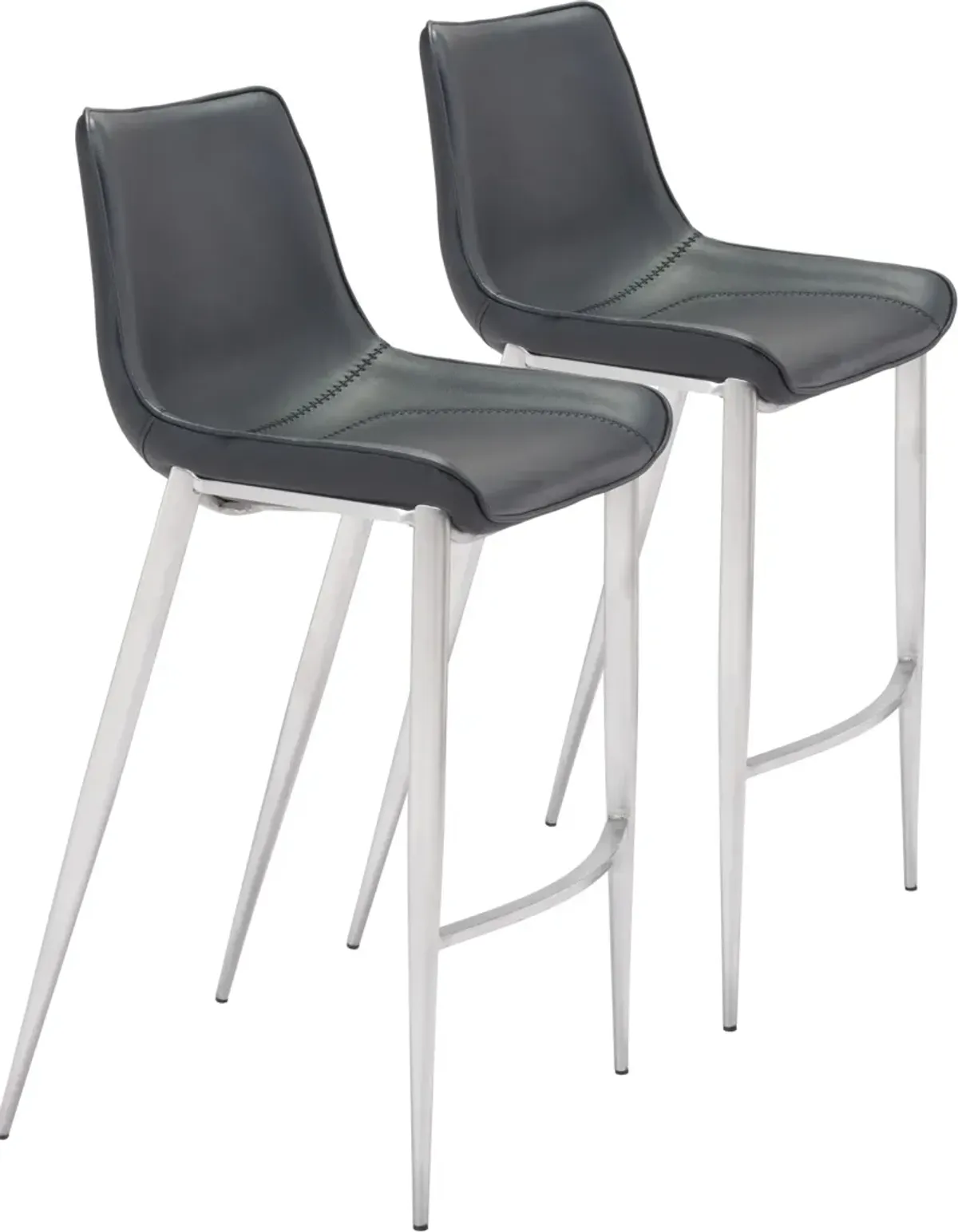 Millie Set of 2 Bar Stools - Black/Silver