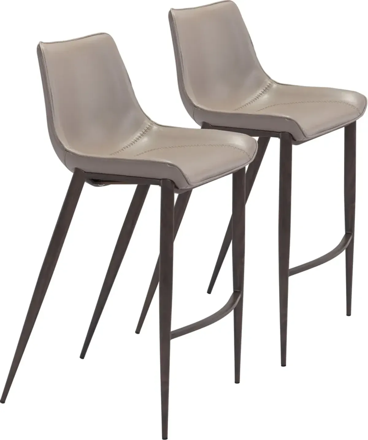 Millie Set of 2 Bar Stools - Gray/Walnut