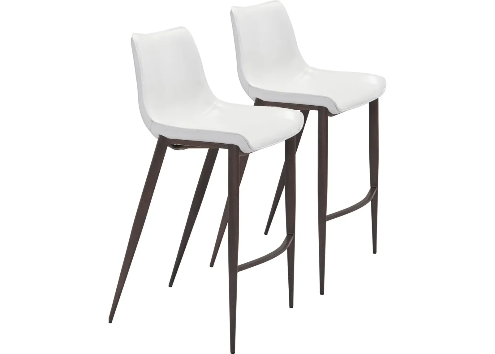 Millie Set of 2 Bar Stools - White/Walnut