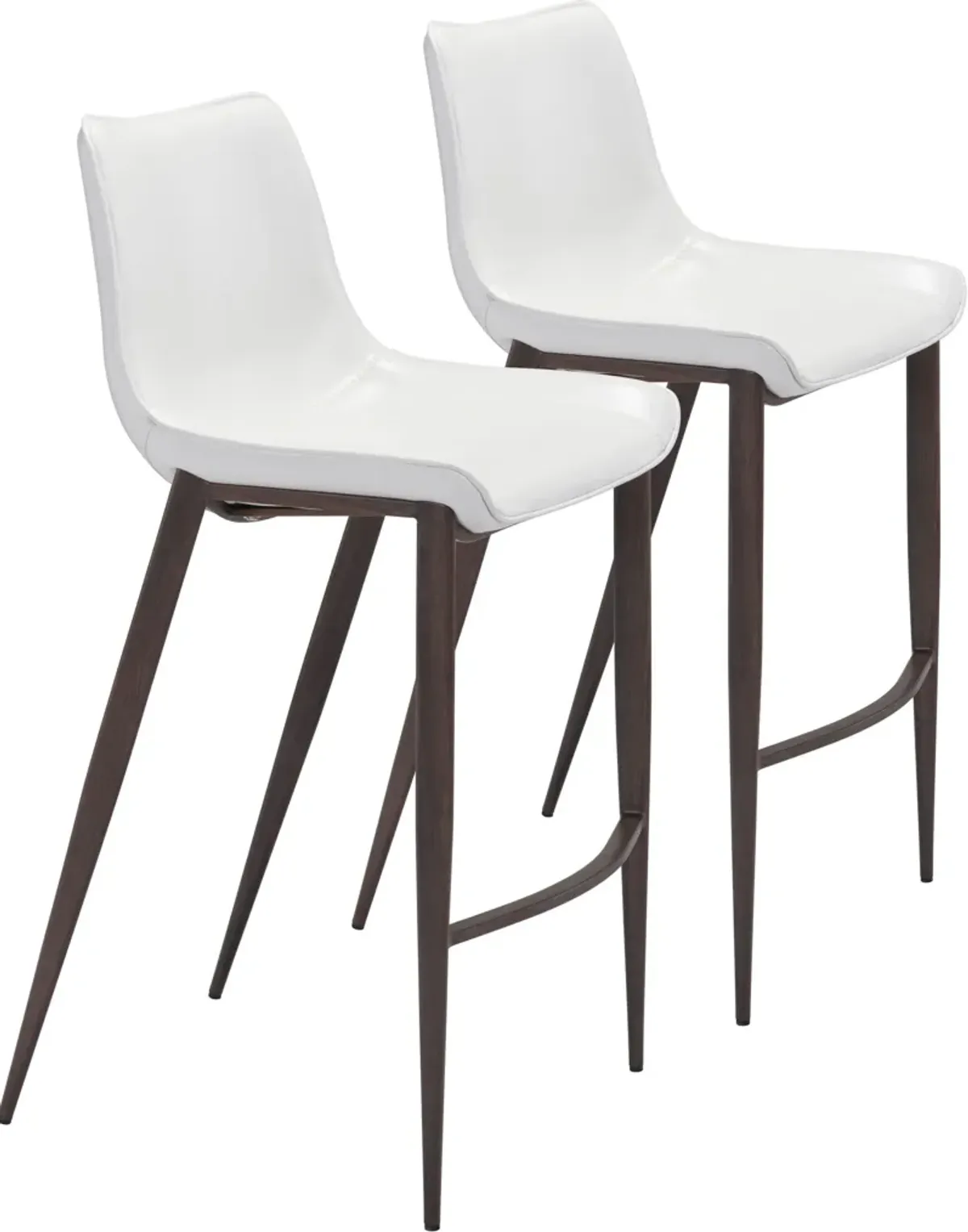 Millie Set of 2 Bar Stools - White/Walnut