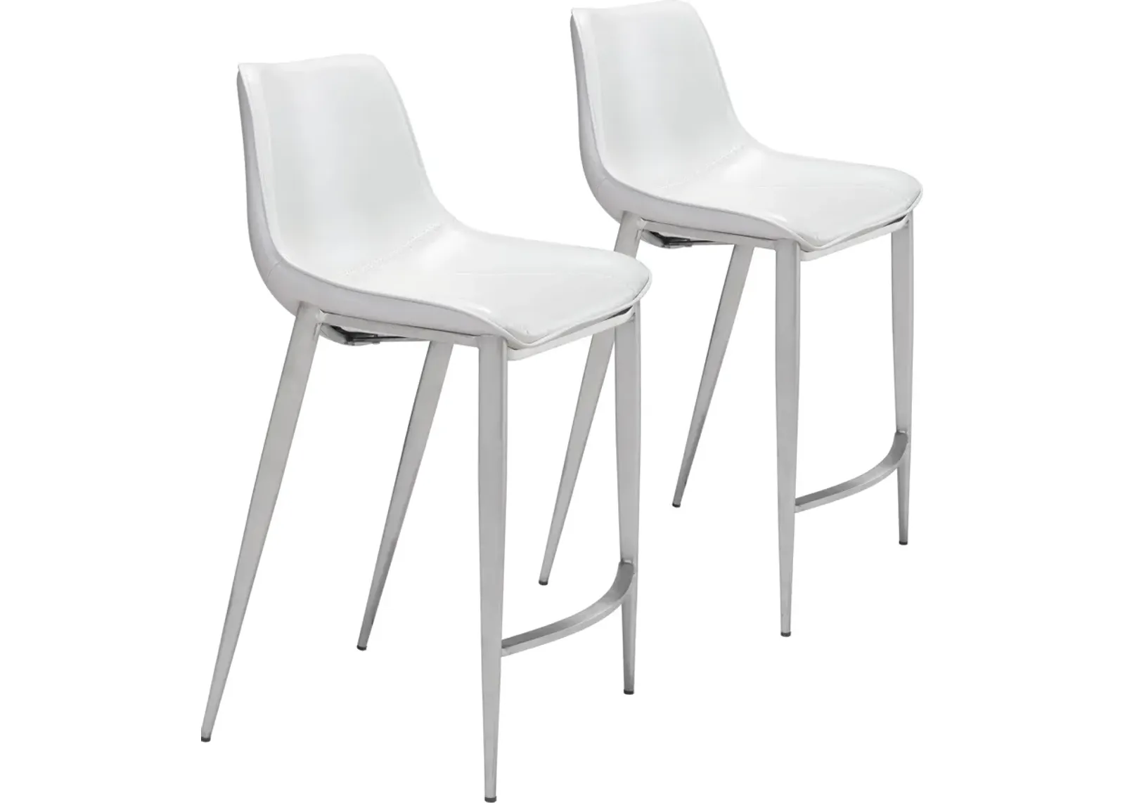 Millie Set of 2 Counter-Height Stools - White/Silver