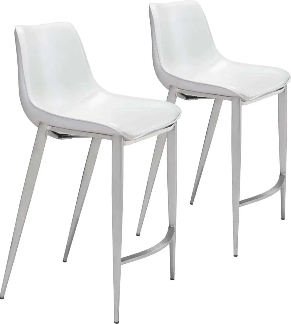 Millie Set of 2 Counter-Height Stools - White/Silver