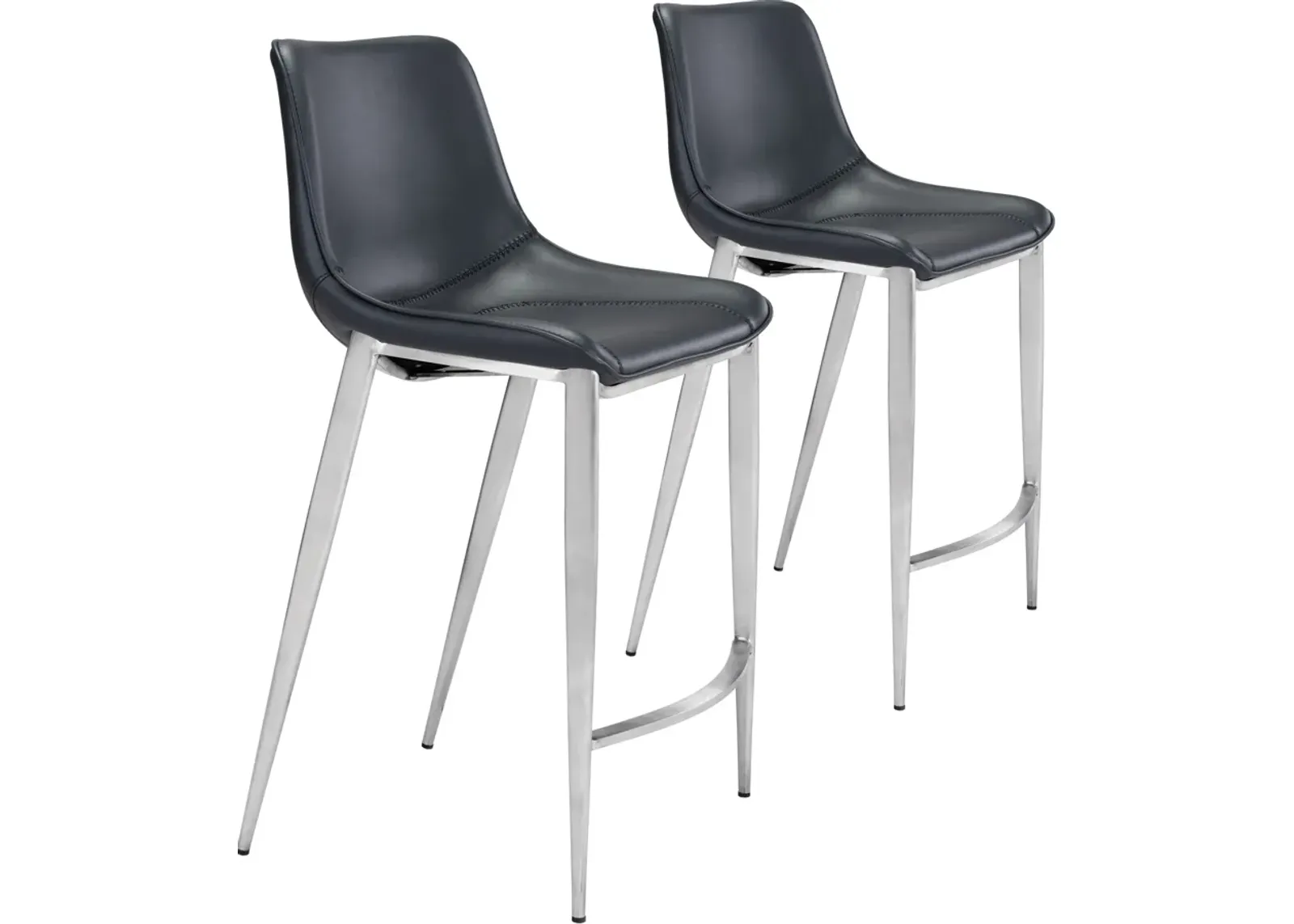 Millie Set of 2 Counter-Height Stools - Black/Silver