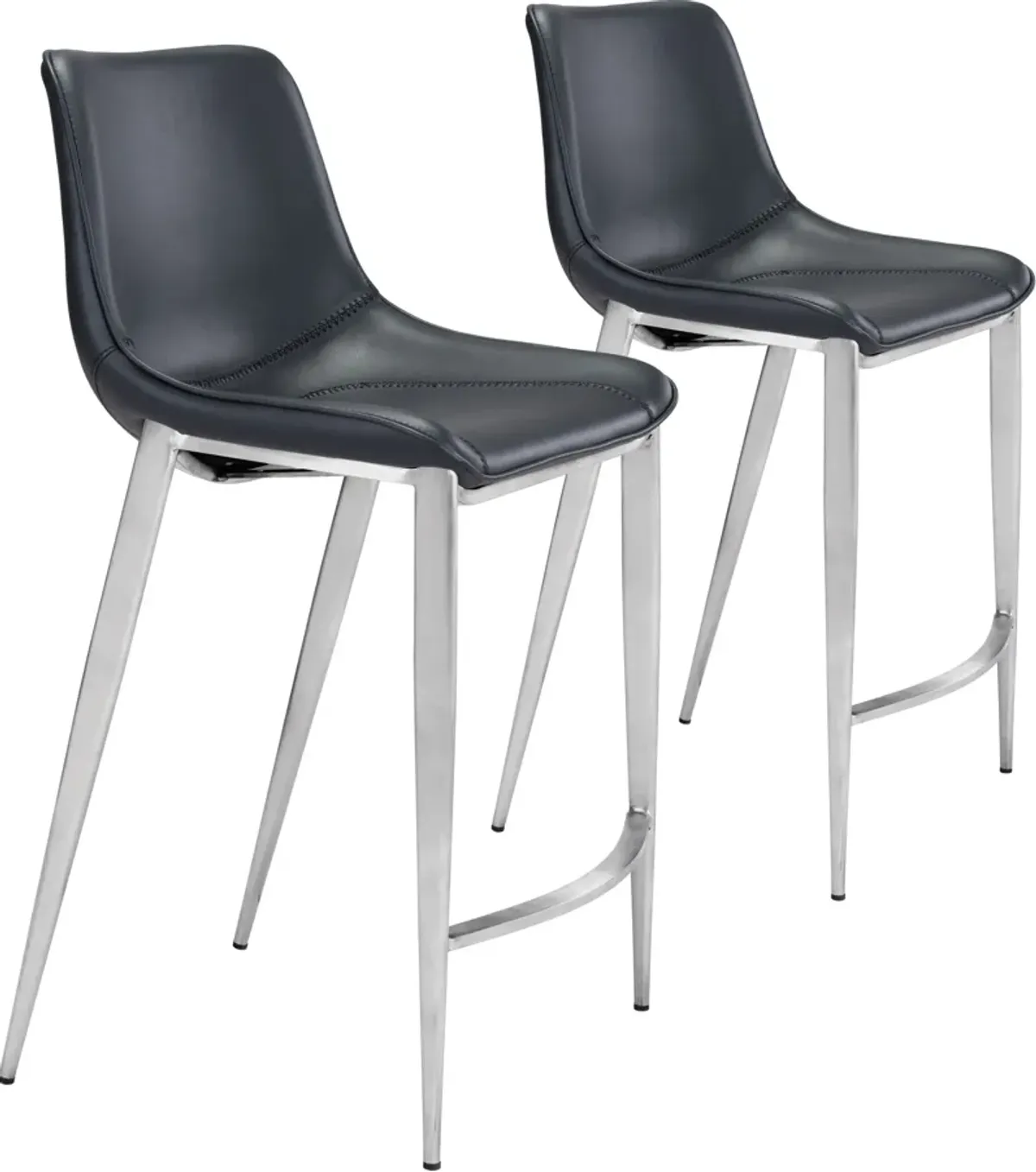 Millie Set of 2 Counter-Height Stools - Black/Silver