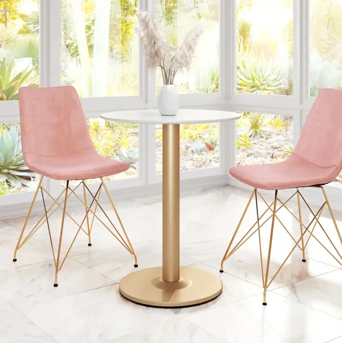 Hadassah Bistro Table - White/Gold