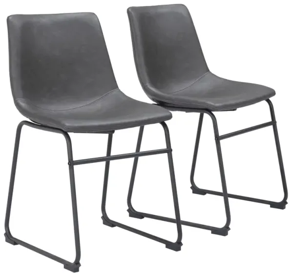 Zion Set of 2 Dining Chairs - Charcoal