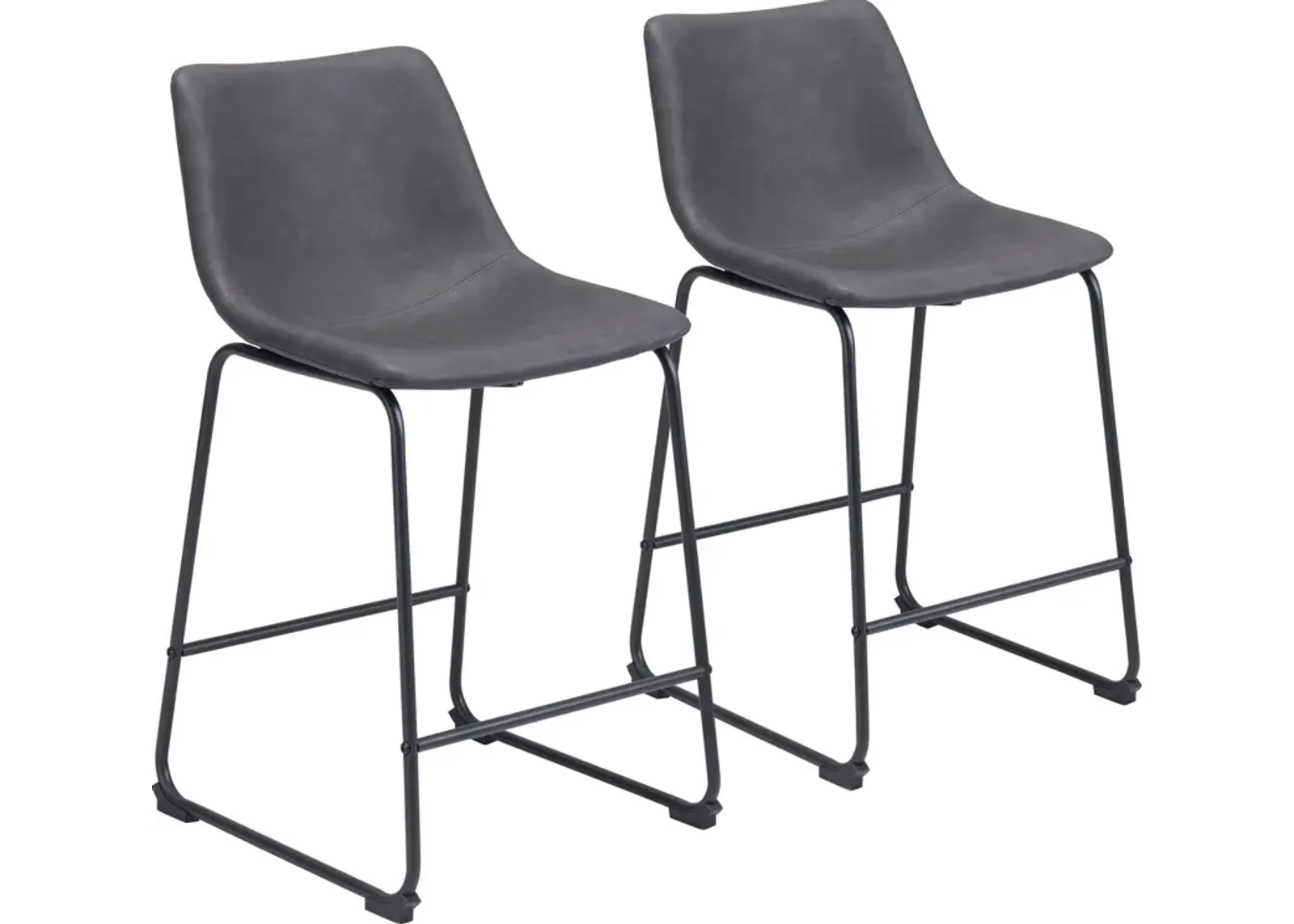 Zion Set of 2 Counter-Height Stools - Charcoal