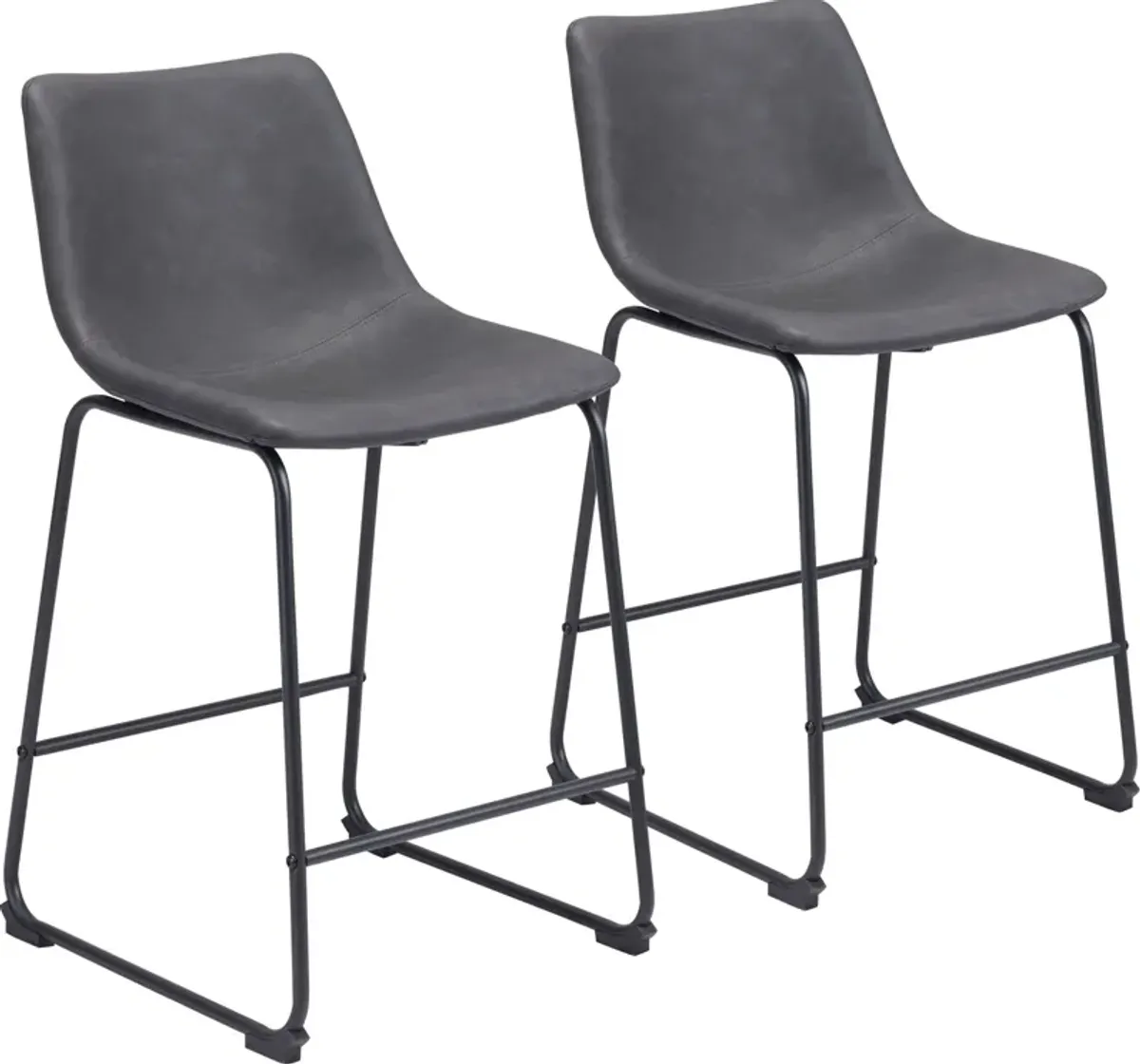 Zion Set of 2 Counter-Height Stools - Charcoal