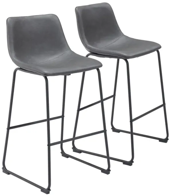 Zion Set of 2 Bar Stools - Charcoal