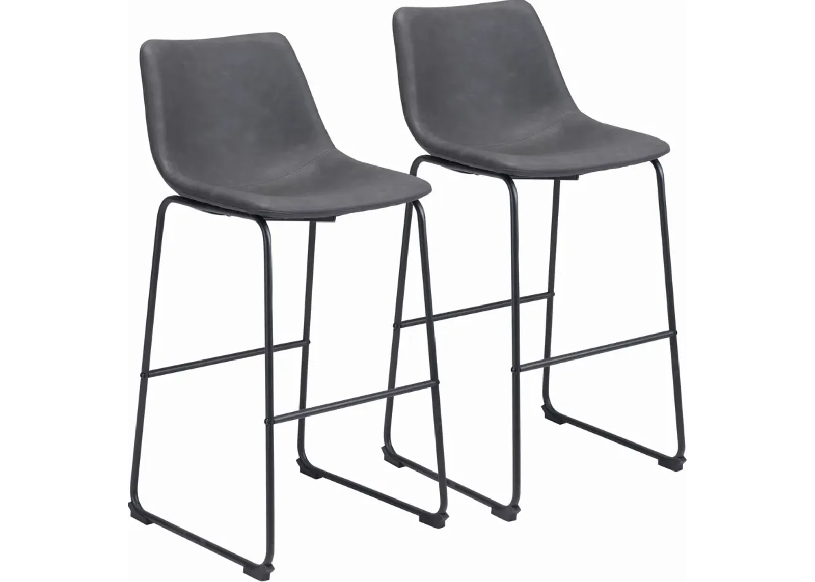 Zion Set of 2 Bar Stools - Charcoal