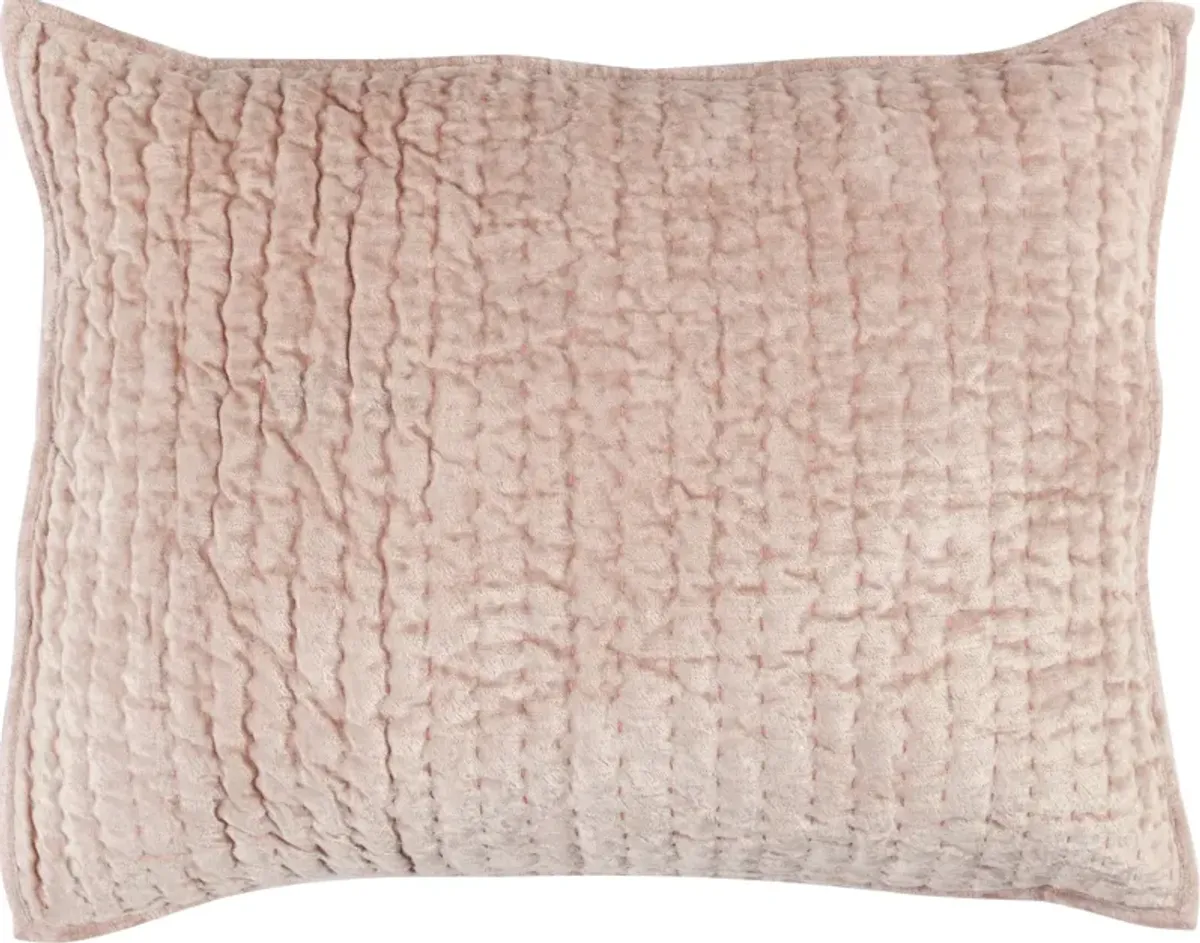 Bari Velvet King Quilt Set - Pink