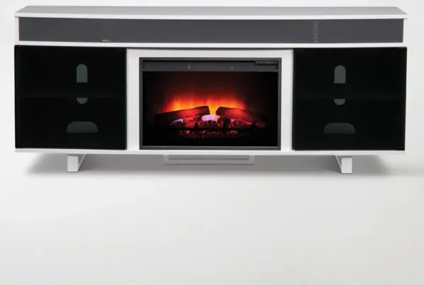 Pacer 72" Traditional Fireplace TV Stand with Sound Bar - White