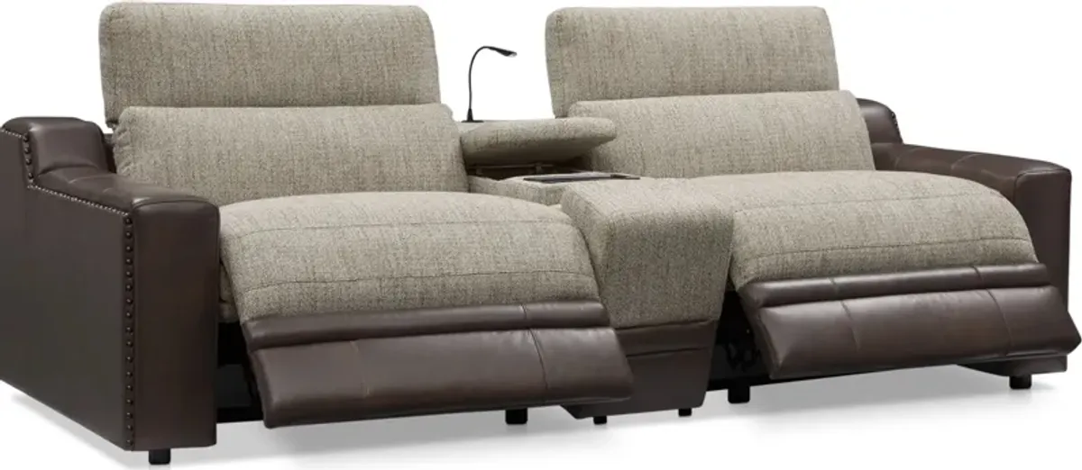 Bridgeport 3-Piece Dual-Power Reclining Sofa with Console - Brown