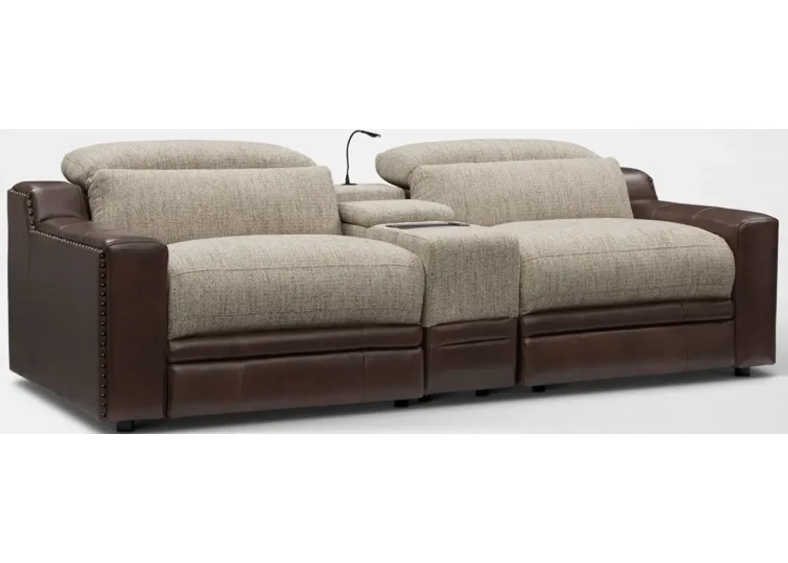 Bridgeport 3-Piece Dual-Power Reclining Sofa with Console - Brown