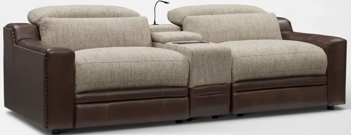 Bridgeport 3-Piece Dual-Power Reclining Sofa with Console - Brown