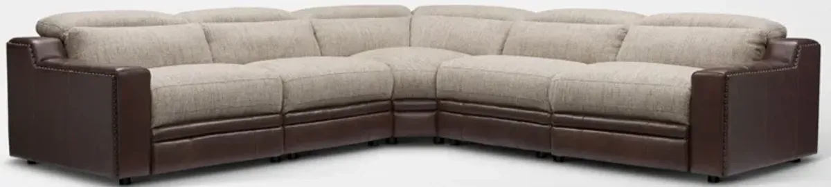 Bridgeport 5-Piece Dual-Power Reclining Sectional with 3 Reclining Seats - Brown