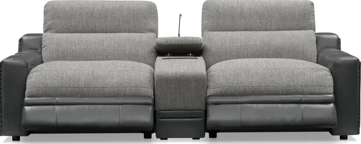 Bridgeport 3-Piece Dual-Power Reclining Sofa with Console – Gray