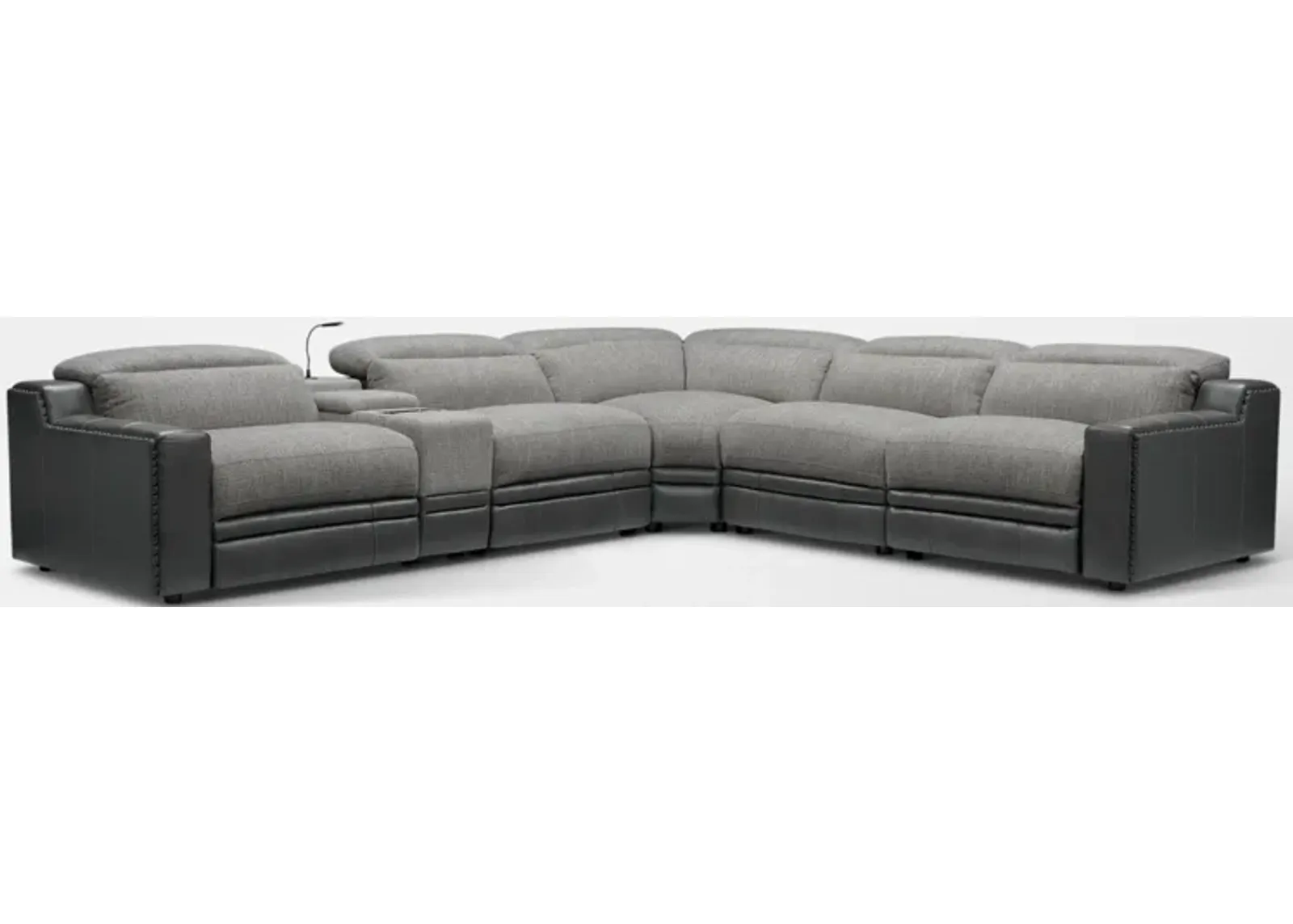 Bridgeport 6-Piece Dual-Power Reclining Sectional with 3 Reclining Seats - Gray