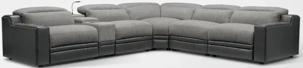 Bridgeport 6-Piece Dual-Power Reclining Sectional with 3 Reclining Seats - Gray