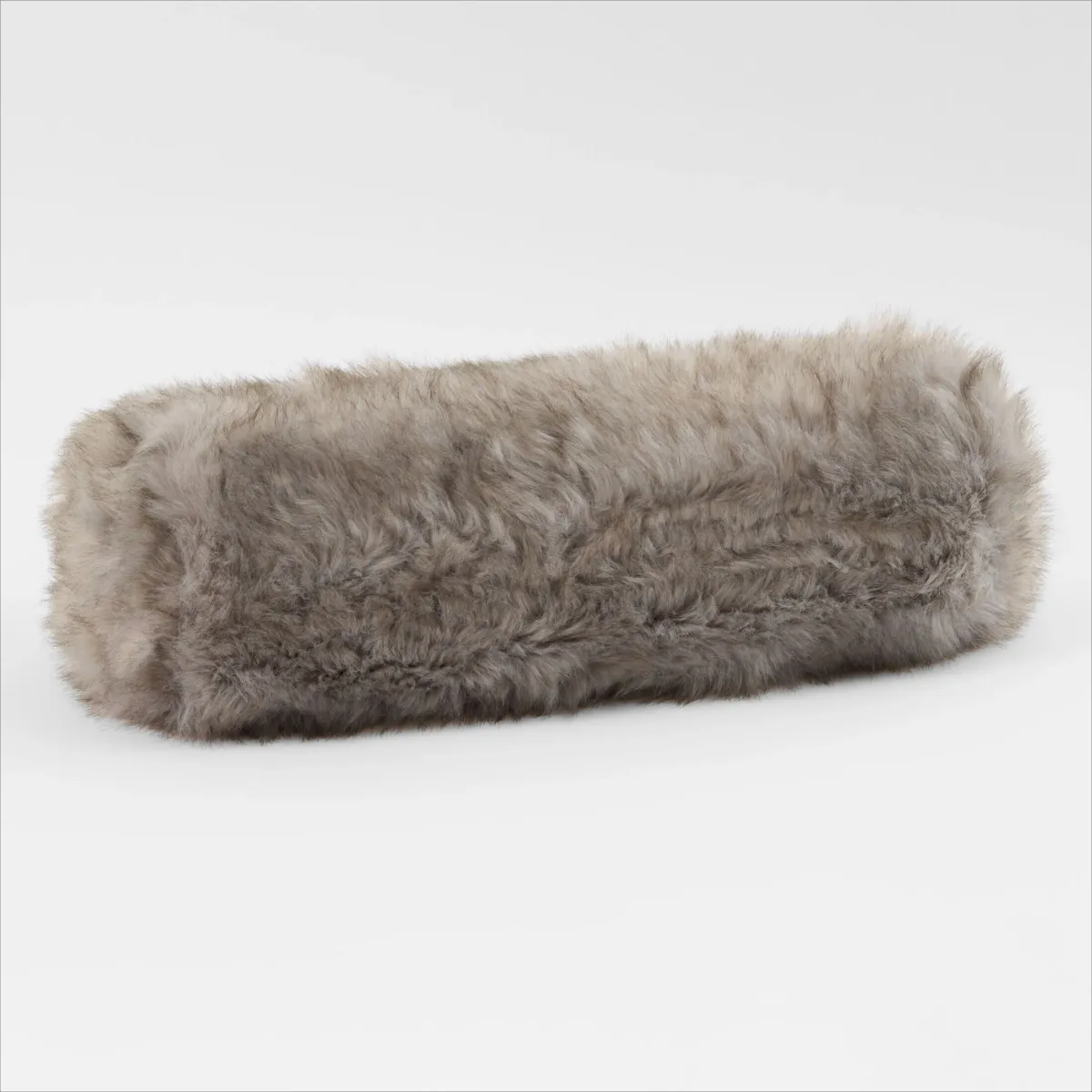 Faux Fur Bolster Pillow - Wolf Gray