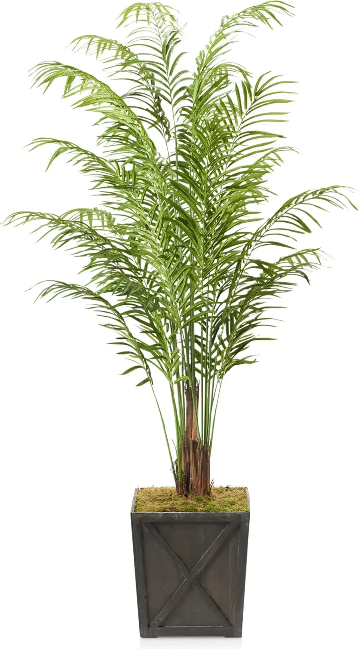 Faux 9' Areca Palm Plant with Farmhouse Wood Planter - Large