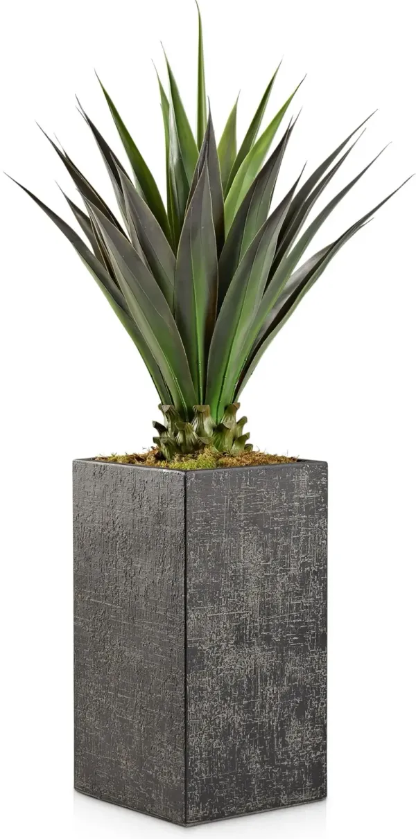 Faux 4.5' Jumbo Agave Plant with Black Sanibel Planter - Large