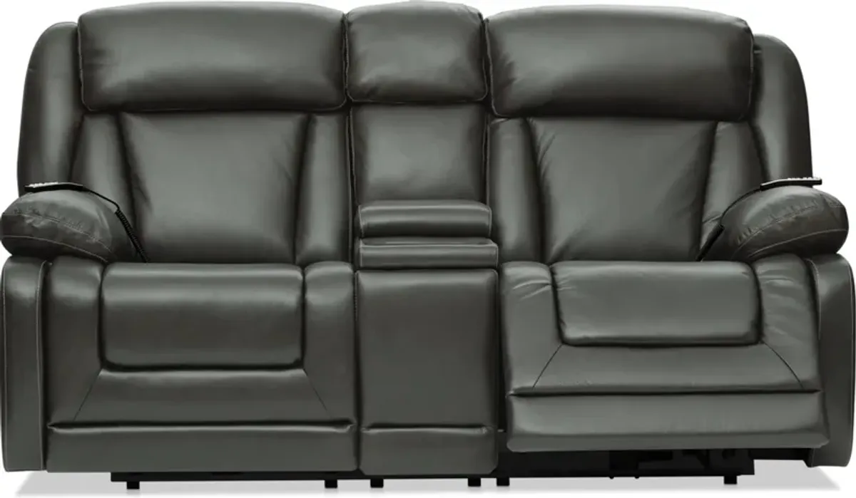 Palermo Triple-Power Reclining Loveseat with Console - Gray