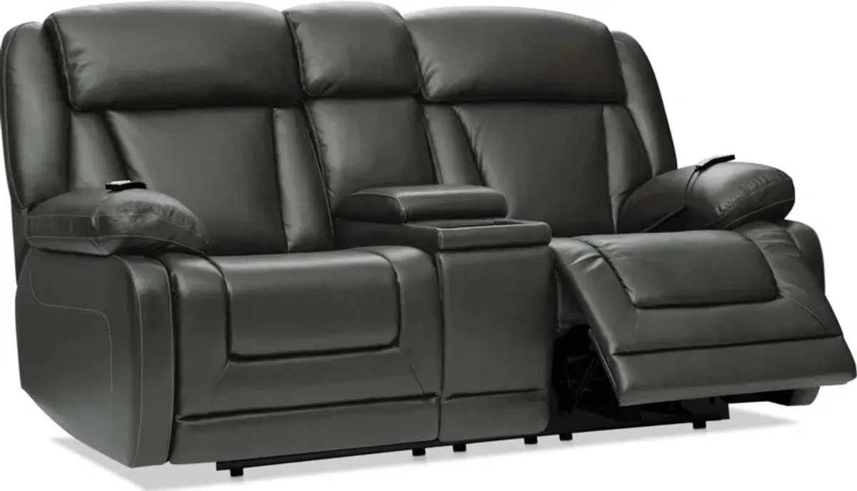 Palermo Triple-Power Reclining Loveseat with Console - Gray