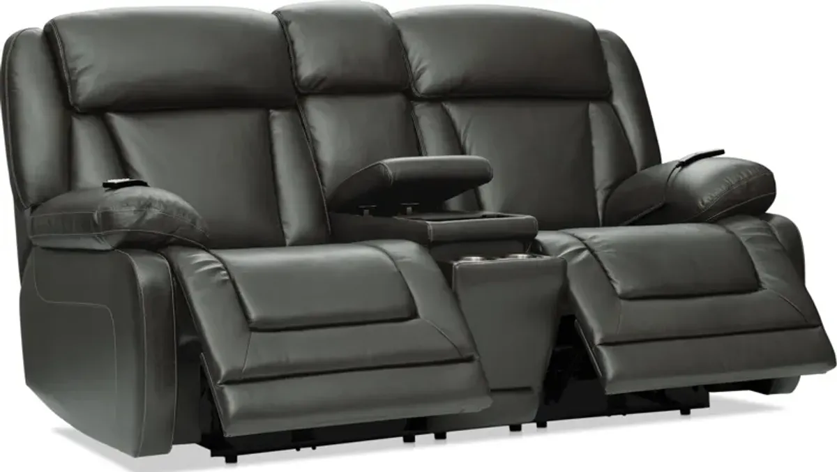 Palermo Triple-Power Reclining Loveseat with Console - Gray