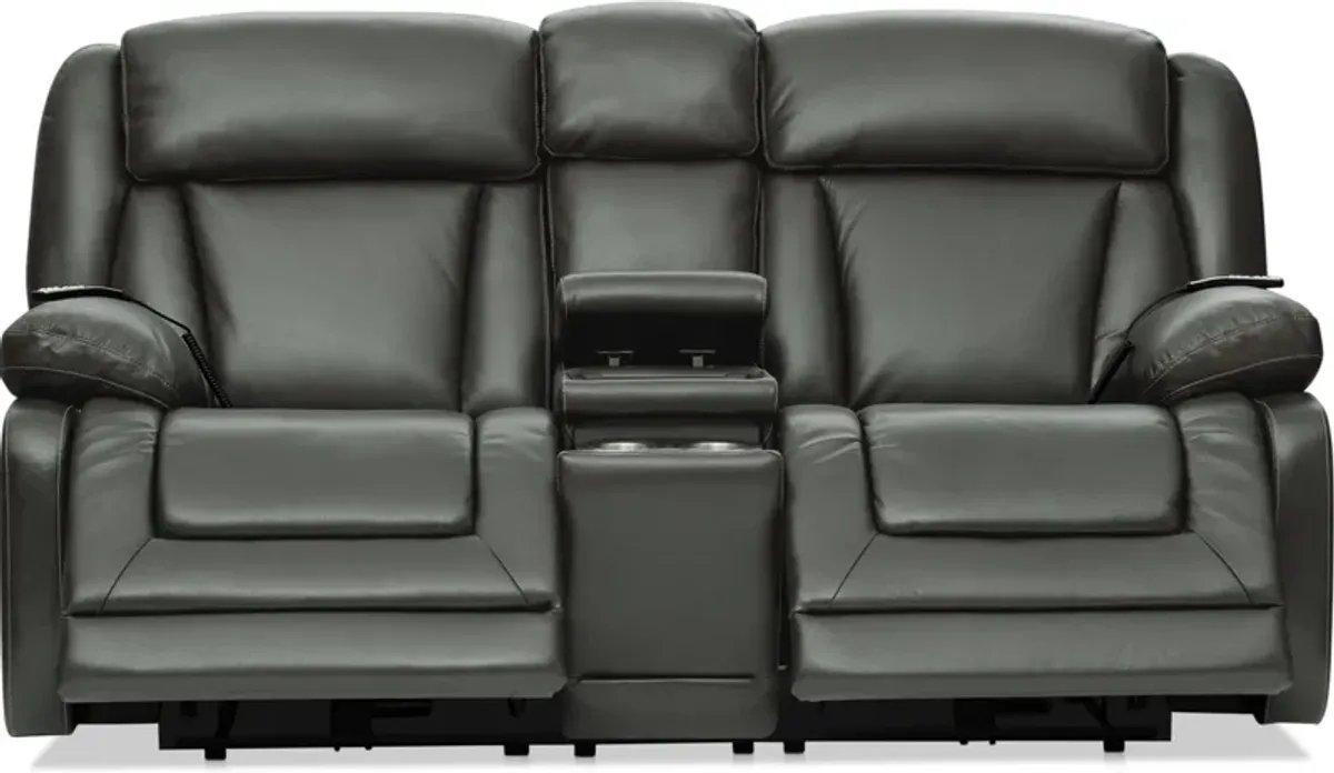 Palermo Triple-Power Reclining Loveseat with Console - Gray