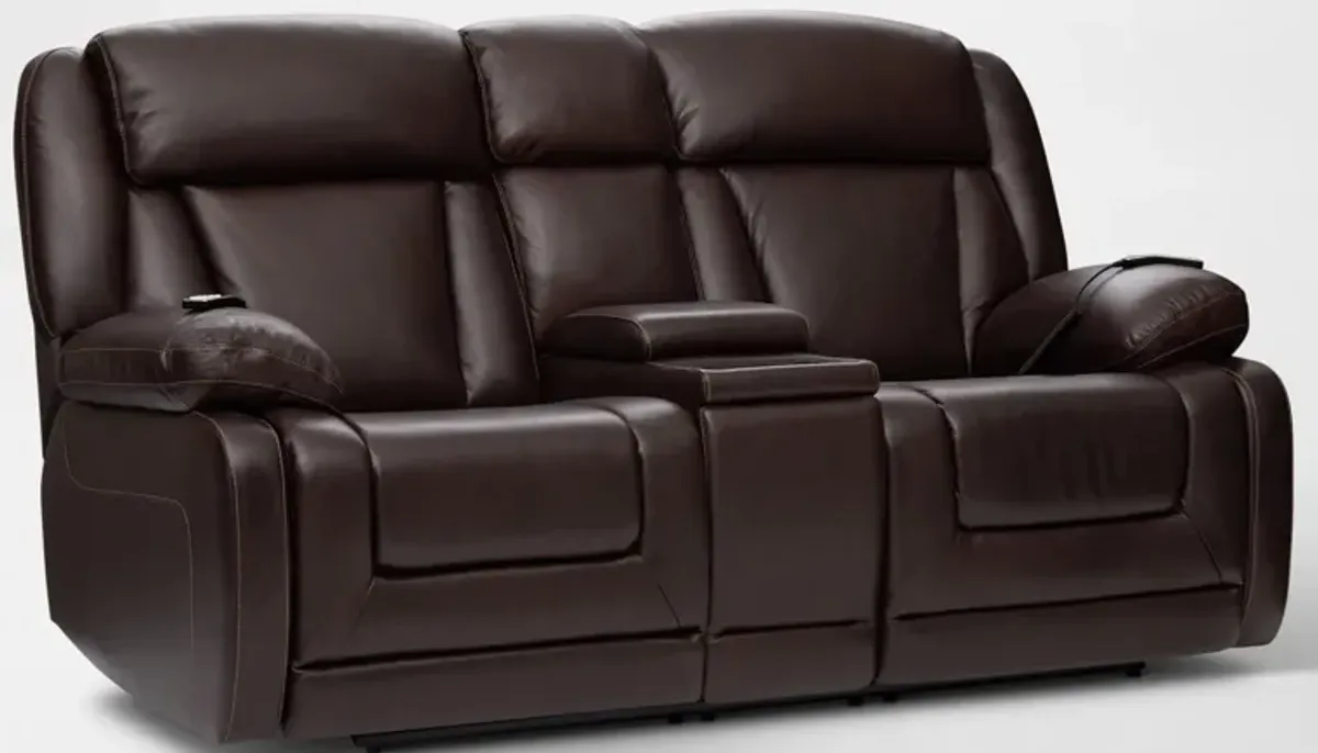 Palermo Triple-Power Reclining Sofa and Loveseat Set - Brown