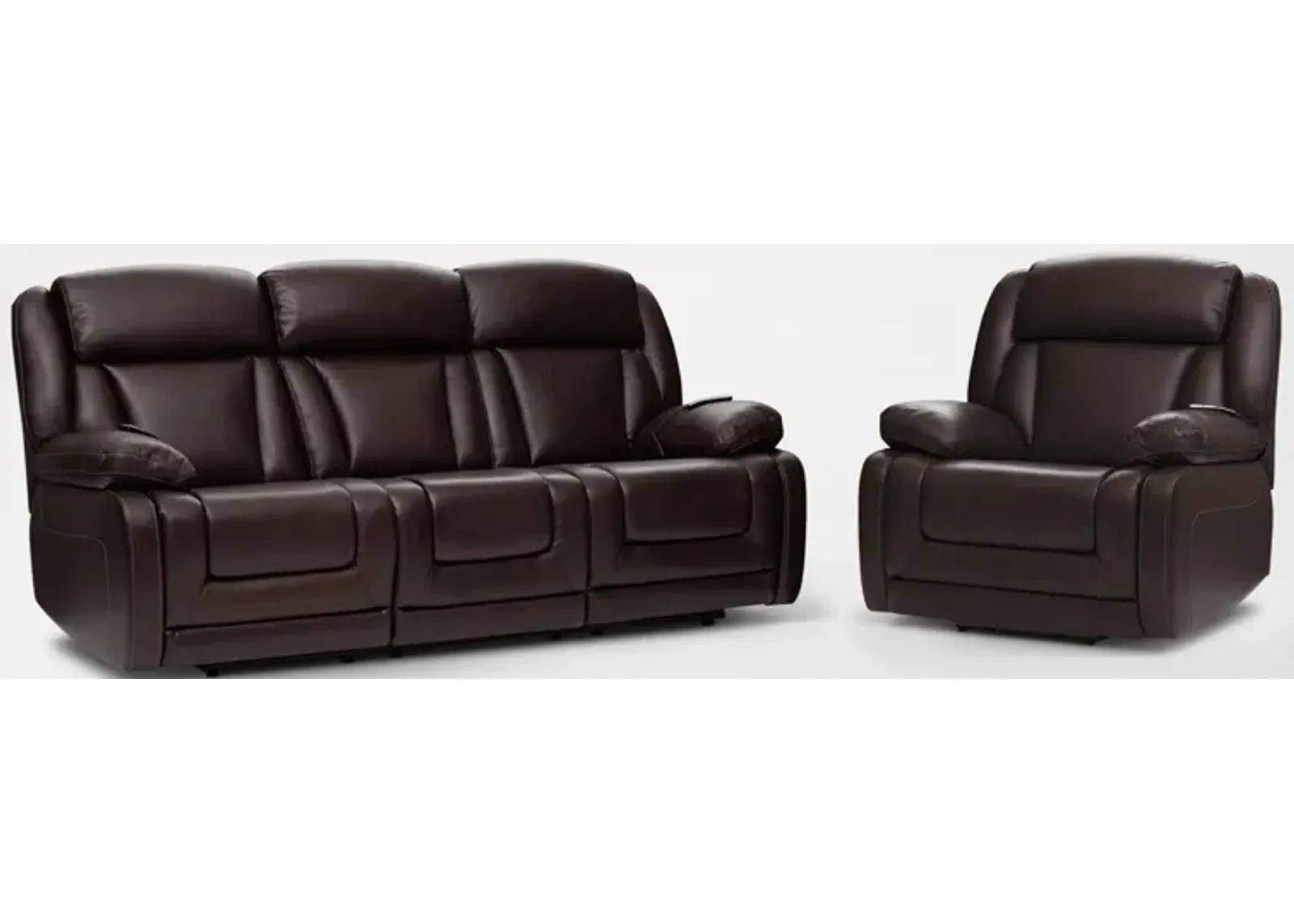 Palermo Triple-Power Reclining Sofa and Recliner Set - Brown