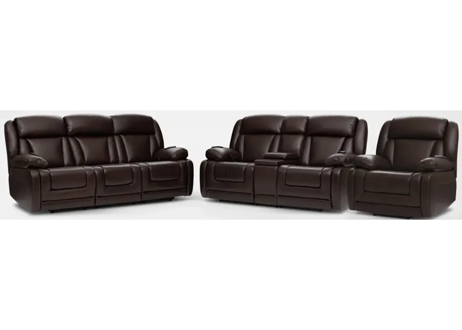 Palermo Triple-Power Reclining Sofa, Loveseat and Recliner Set - Brown