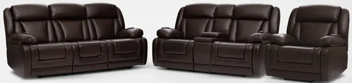 Palermo Triple-Power Reclining Sofa, Loveseat and Recliner Set - Brown