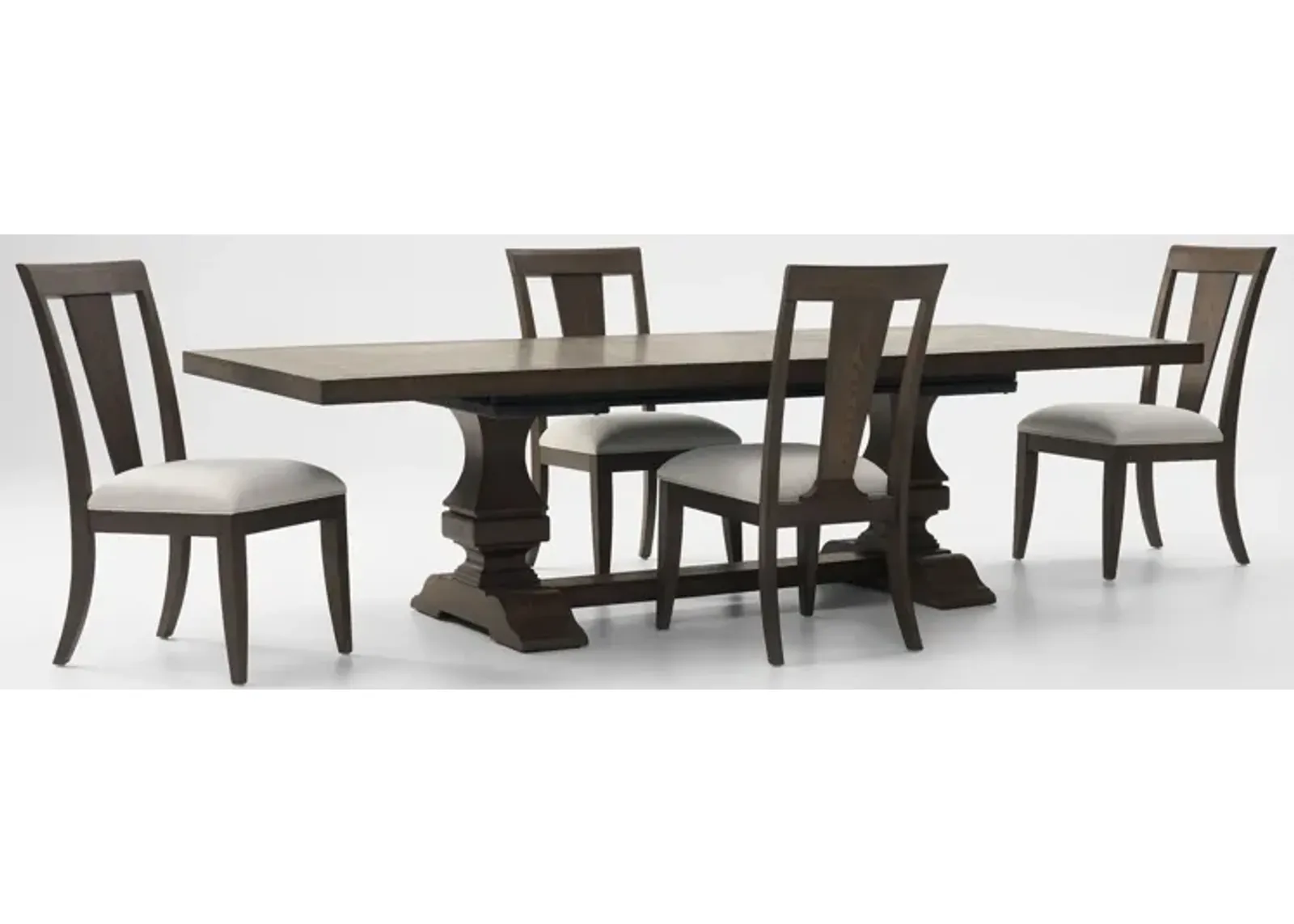 Asheville Rectangle Extendable Dining Table with 4 Splat-Back Side Chairs - Tobacco