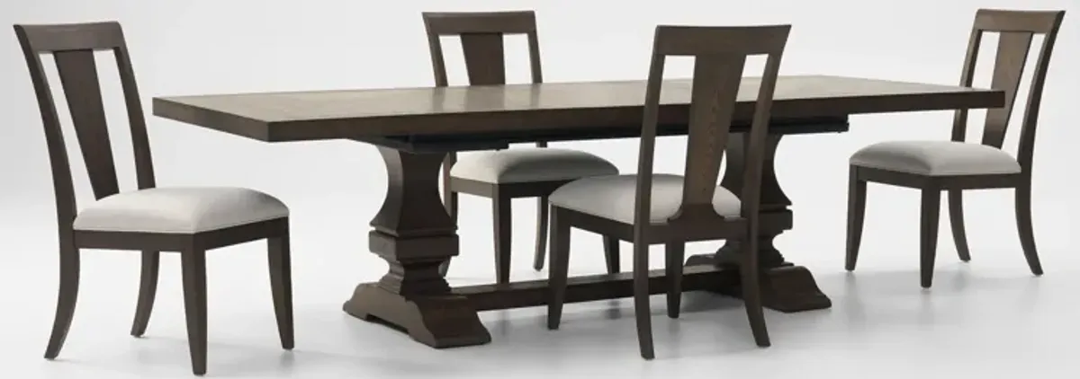 Asheville Rectangle Extendable Dining Table with 4 Splat-Back Side Chairs - Tobacco