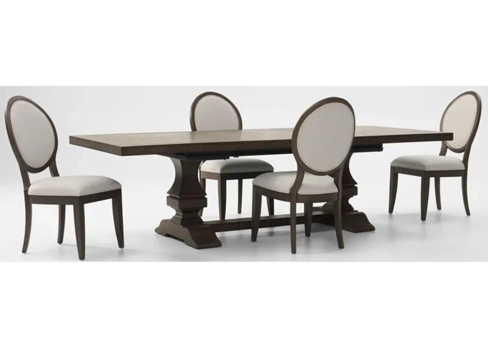 Asheville Rectangle Extendable Dining Table with 4 Oval-Back Side Chairs - Tobacco