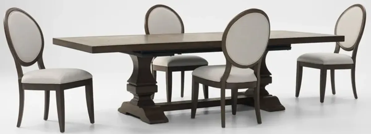 Asheville Rectangle Extendable Dining Table with 4 Oval-Back Side Chairs - Tobacco