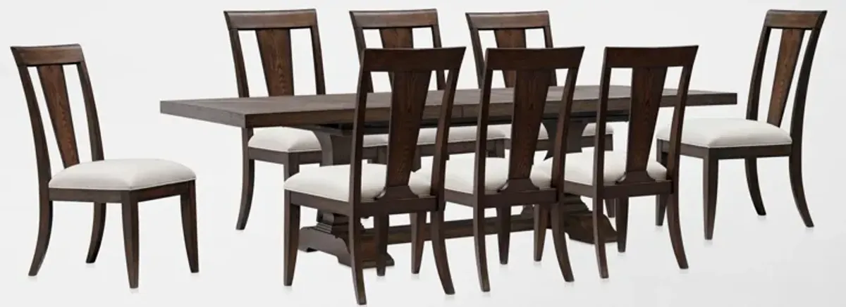 Asheville Rectangle Extendable Dining Table with 8 Splat-Back Side Chairs - Tobacco