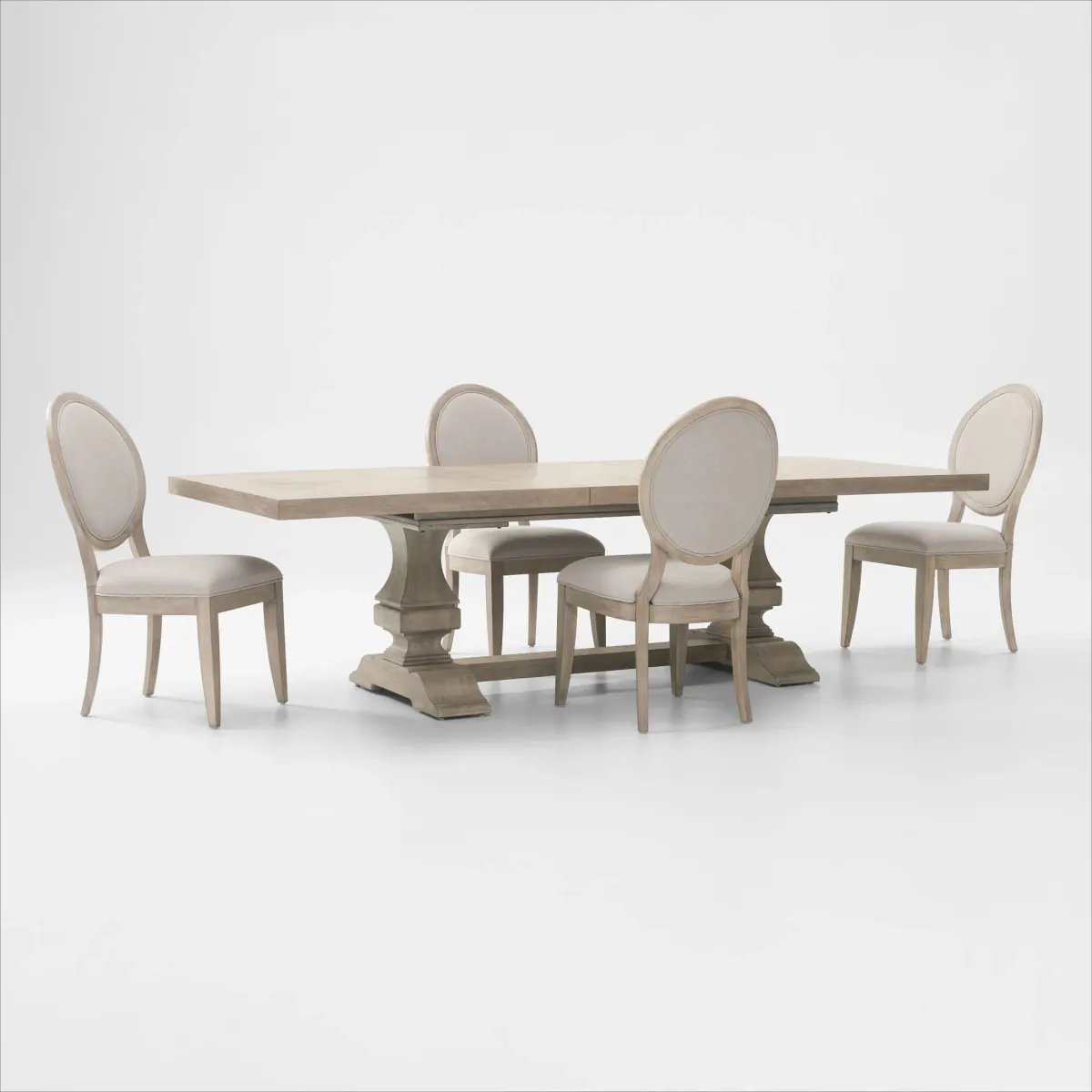 Asheville Rectangle Extendable Dining Table with 4 Oval-Back Side Chairs - Sandstone