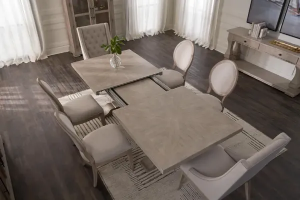 Asheville Rectangle Extendable Dining Table with 4 Oval-Back Side Chairs and 2 Host Chairs - Sandsto