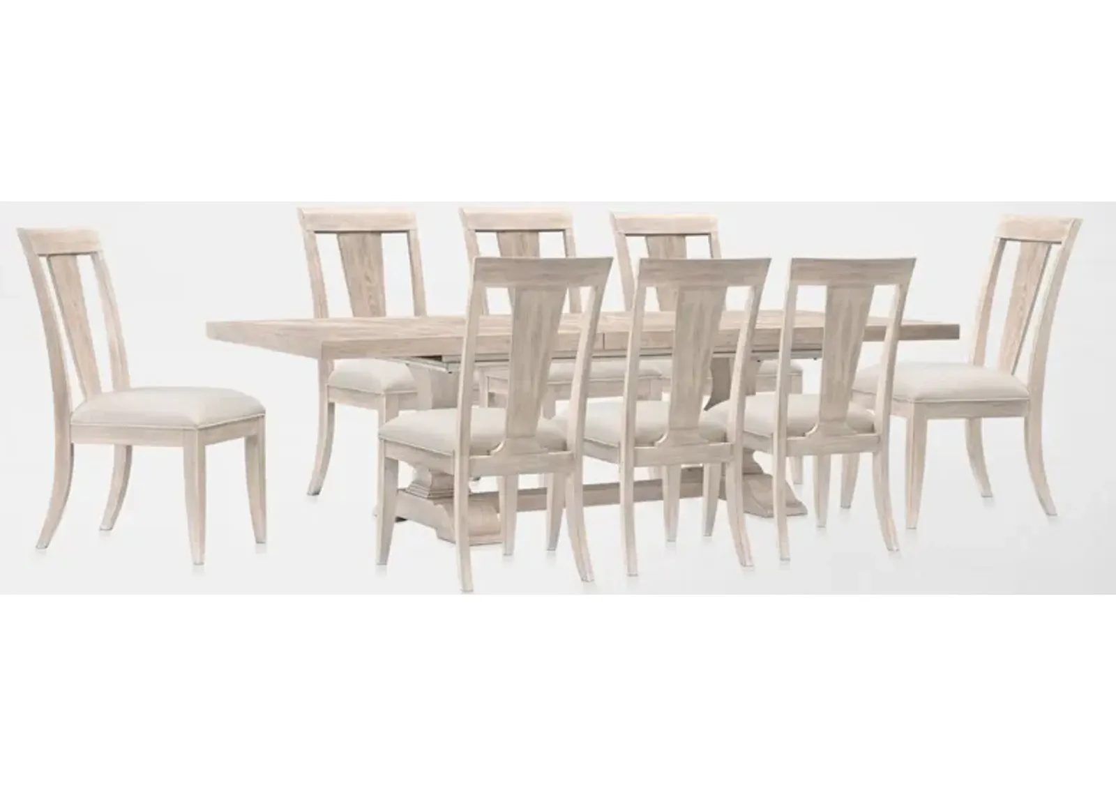 Asheville Rectangle Extendable Dining Table with 8 Splat-Back Side Chairs - Sandstone