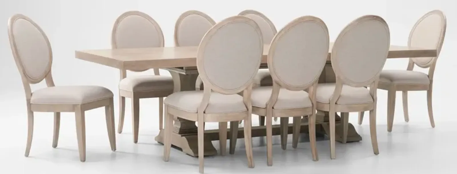 Asheville Rectangle Extendable Dining Table with 8 Oval-Back Side Chairs - Sandstone