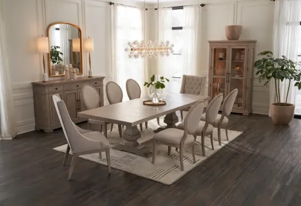 Asheville Rectangle Extendable Dining Table with 6 Oval-Back Side Chairs and 2 Host Chairs - Sandsto