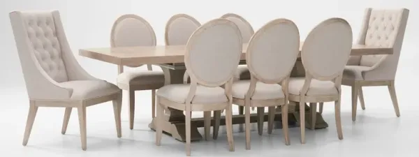 Asheville Rectangle Extendable Dining Table with 6 Oval-Back Side Chairs and 2 Host Chairs - Sandsto