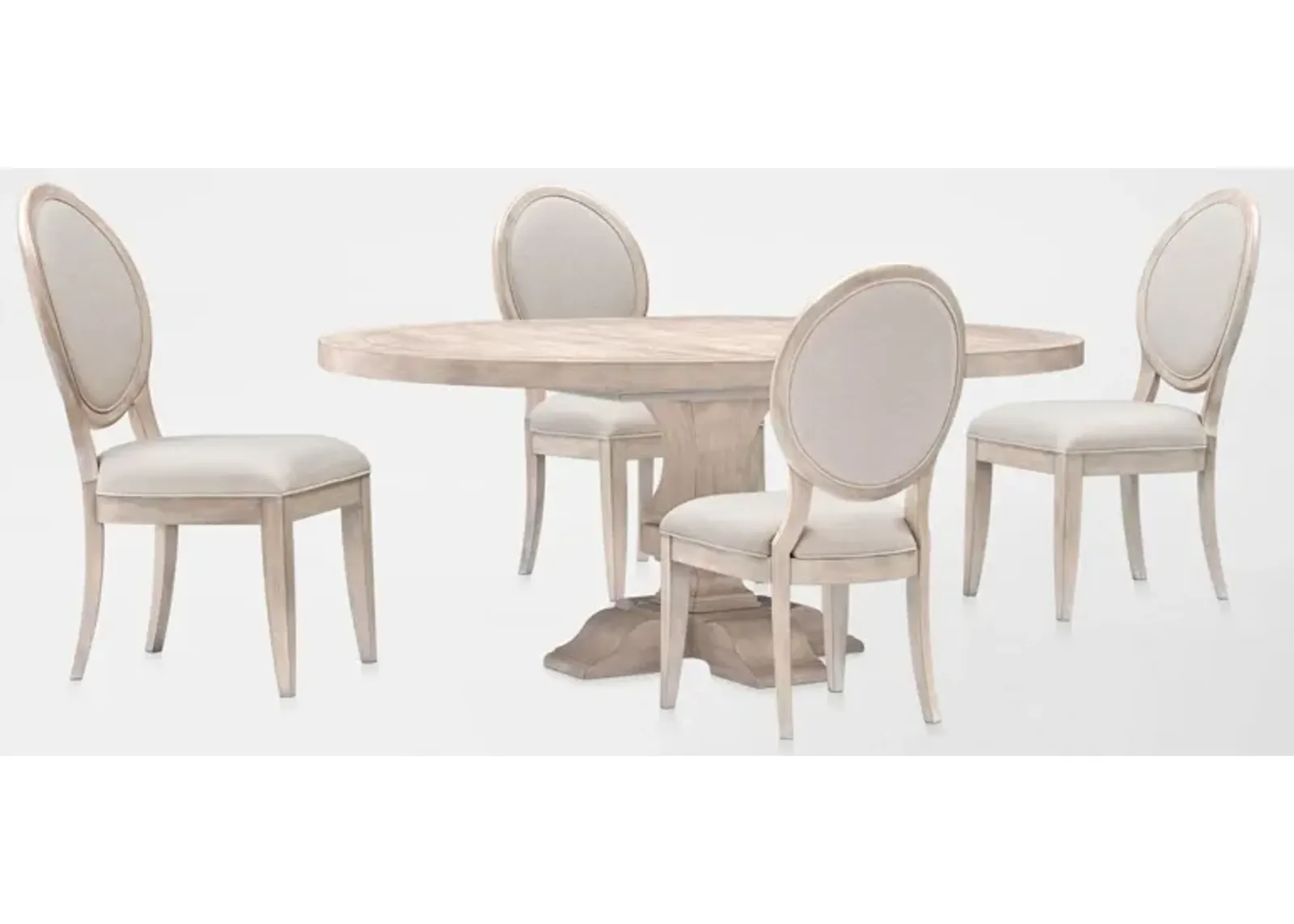 Asheville Round Extendable Dining Table with 4 Oval-Back Side Chairs - Sandstone