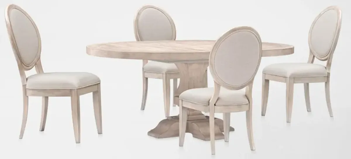 Asheville Round Extendable Dining Table with 4 Oval-Back Side Chairs - Sandstone