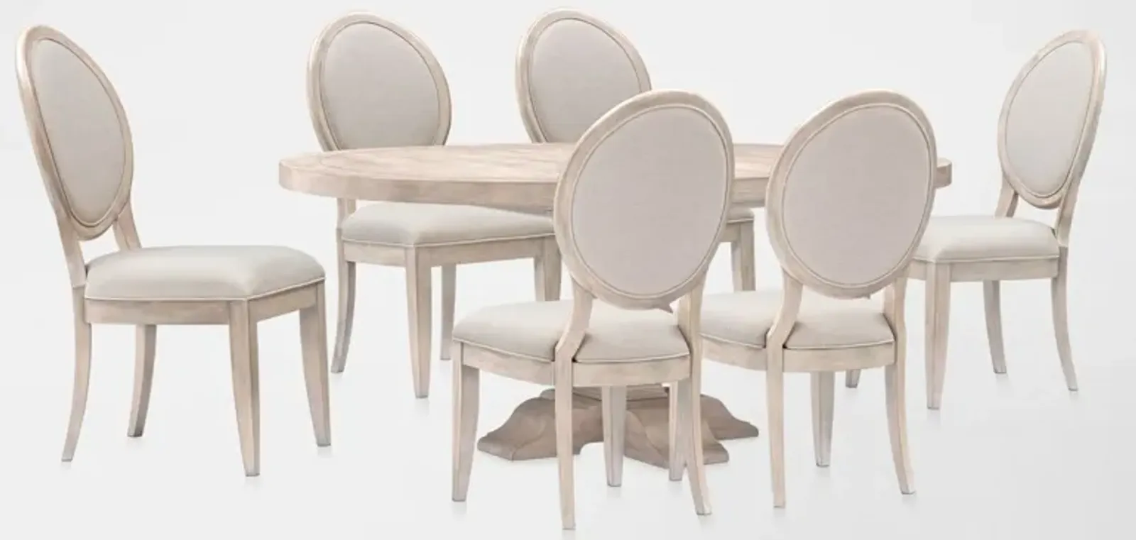 Asheville Round Extendable Dining Table with 6 Oval-Back Side Chairs - Sandstone