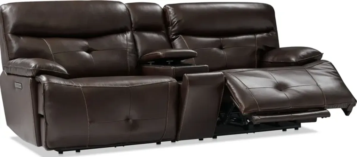 Westgate 3-Piece Dual-Power Loveseat with Console - Brown