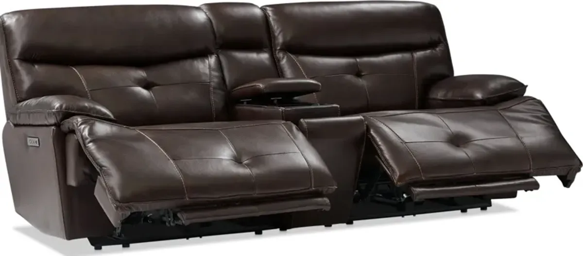 Westgate 3-Piece Dual-Power Loveseat with Console - Brown